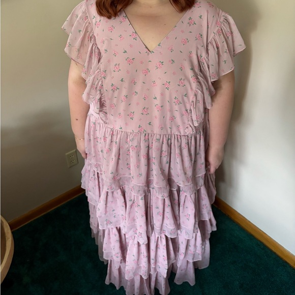 JessaKae Floral Pink Ruffle Maxi Dress - Picture 1 of 3